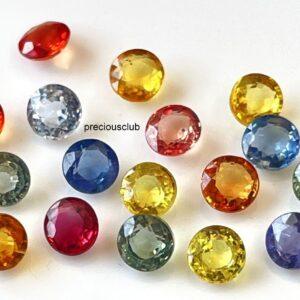 Natural Only Heated Multicolor Sapphire 3 mm Round Normal Cut Faceted - AAA Quality