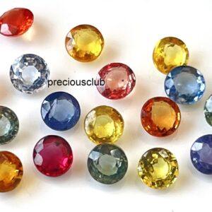 Natural Only Heated Multicolor Sapphire 2.50 mm Round Normal Cut Faceted - AAA Quality