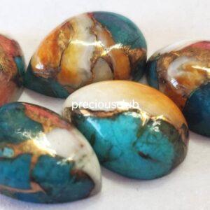 Oyster copper Turquoise Pear 10x14mm Cabochon- Loose Oyster copper Turquoise AAA Quality